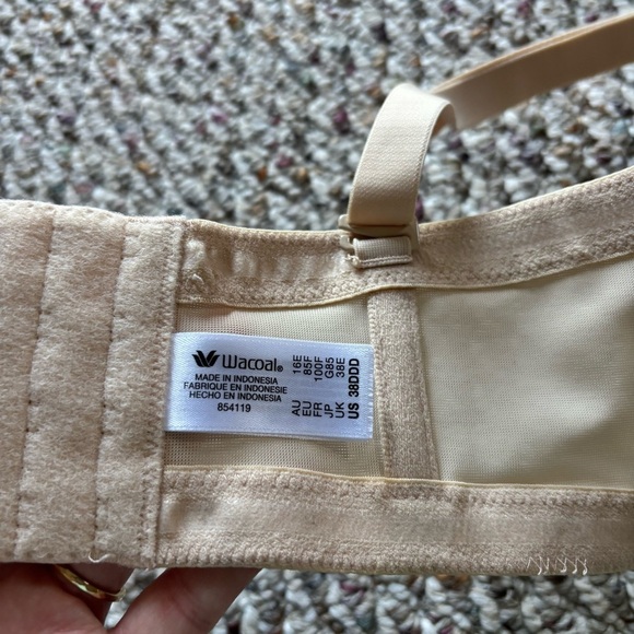 Wacoal Red Carpet Full Busted Convertible Strapless Bra 38DDD 854119 Nude Beige - Picture 7 of 11